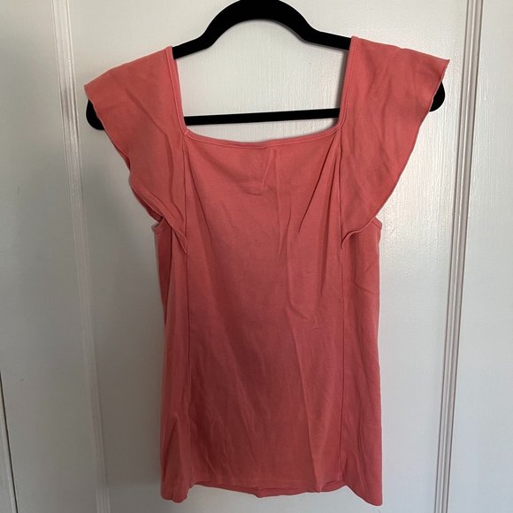 ANTHROPOLOGIE Flutter Sleeve Square Neck Top - Picture 4 of 5